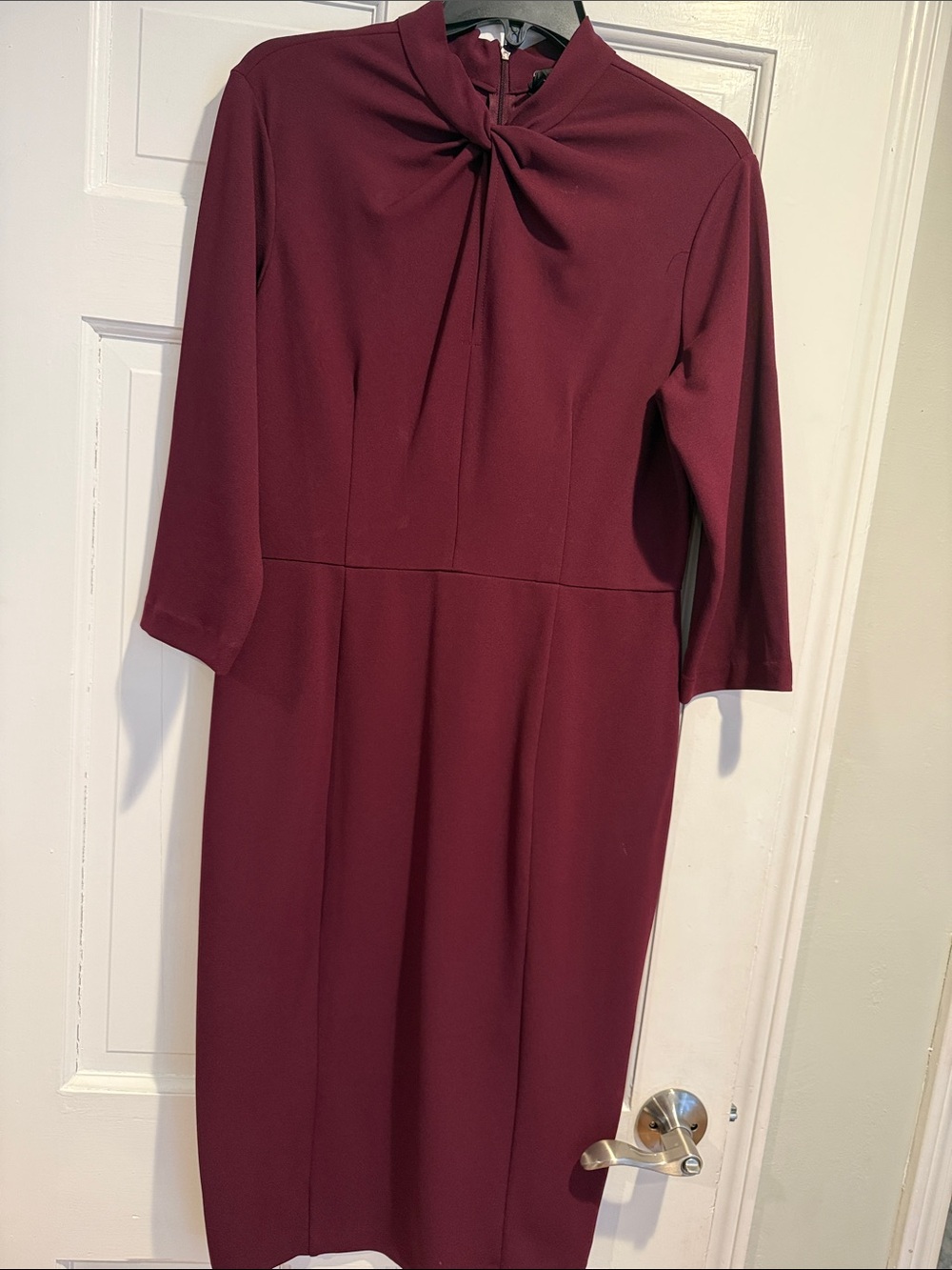 Donna Morgan Wine-Twist Neck Midi Dress